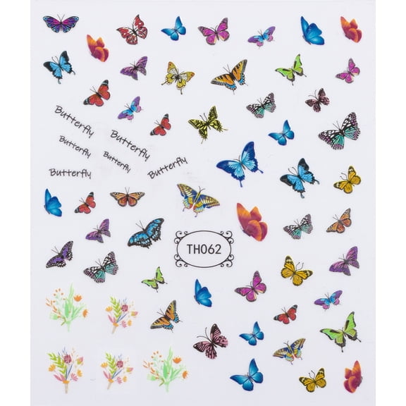 5PCS Summer trendy butterfly nail stickers, fresh and cute flower nail art, DIY girly nail decals
