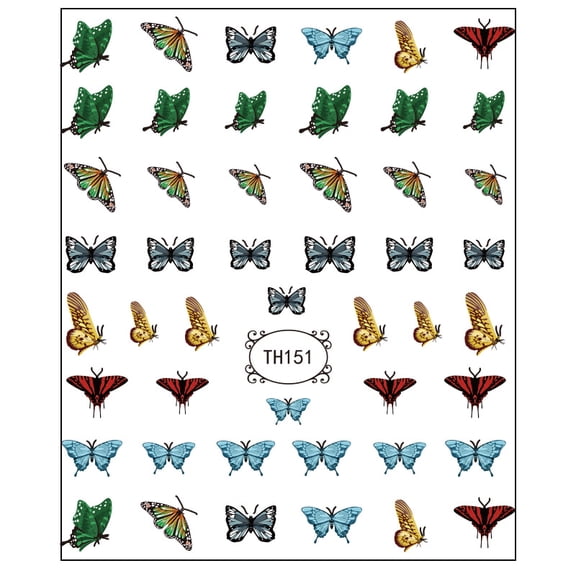 5PCS Summer trendy butterfly nail stickers, fresh and cute flower nail art, DIY girly nail decals
