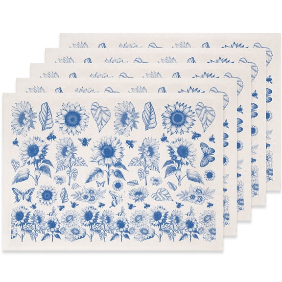 5PCS Sunflowers Underglaze Paper Transfer Butterfly Bees Transfer Paper