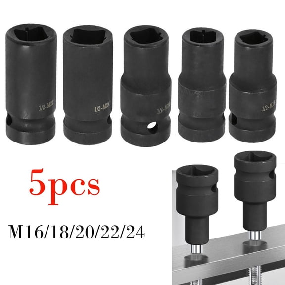5PCS Suqare Screw Tap Socket 1/2 inch driver for Electric driver wrench 16-24mm