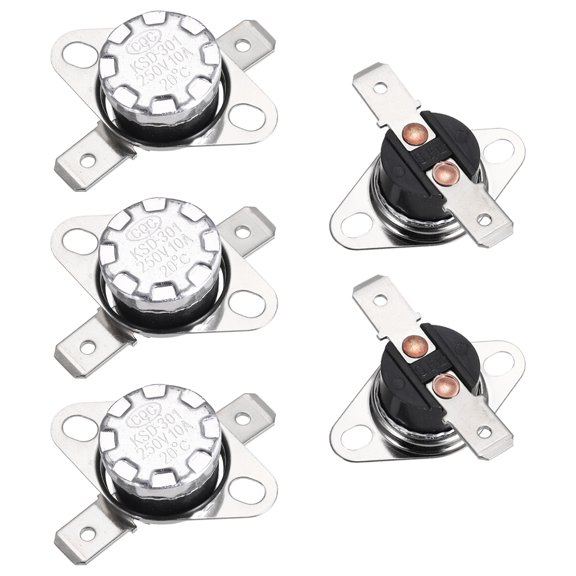 5PCS Temperature Control Switch Thermostat 20°C 10A N.C 6.3mm Pin