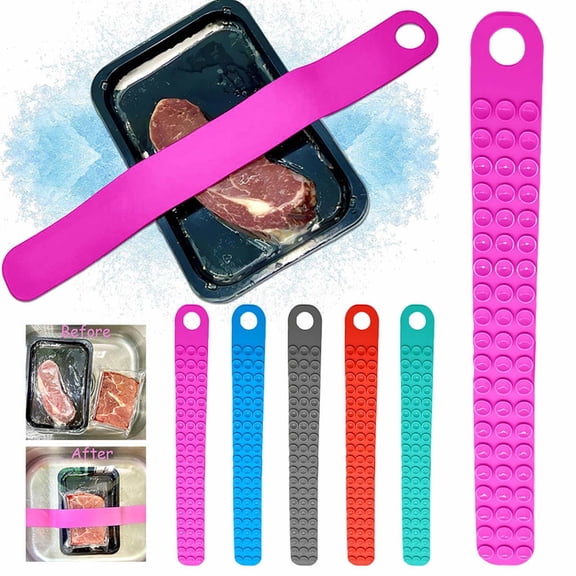 5PCS Thawing Belt for Frozen Meat, Silicone Quick Defrost Belt with Suction Cups, Non-Stick Reusable Meat Defroster for Kitchen