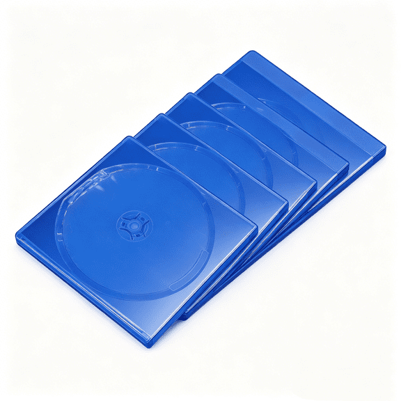 5PCS Thick Clear Blue Empty Replacement Cases Single Disc Capacity, Compatible with Blu-ray & DVD Boxes