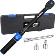 Torque Wrench Set 3/8 Drive 5-50 FT.LB, Dual-Direction 72-Tooth Adjustable Torque Wrenches with 6 Extension Bar, 3/8 to 1/2 & 1/4 Adapters for Car, Motorcycle,Bike Maintenance