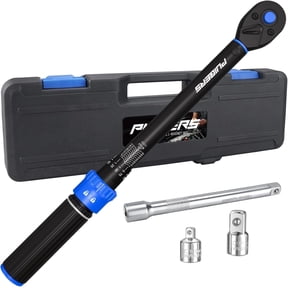 Torque Wrench Set 3/8" Drive 5-50 FT.LB, Dual-Direction 72-Tooth Adjustable Torque Wrenches with 6" Extension Bar, 3/8" to 1/2" & 1/4" Adapters for Car, Motorcycle,Bike Maintenance