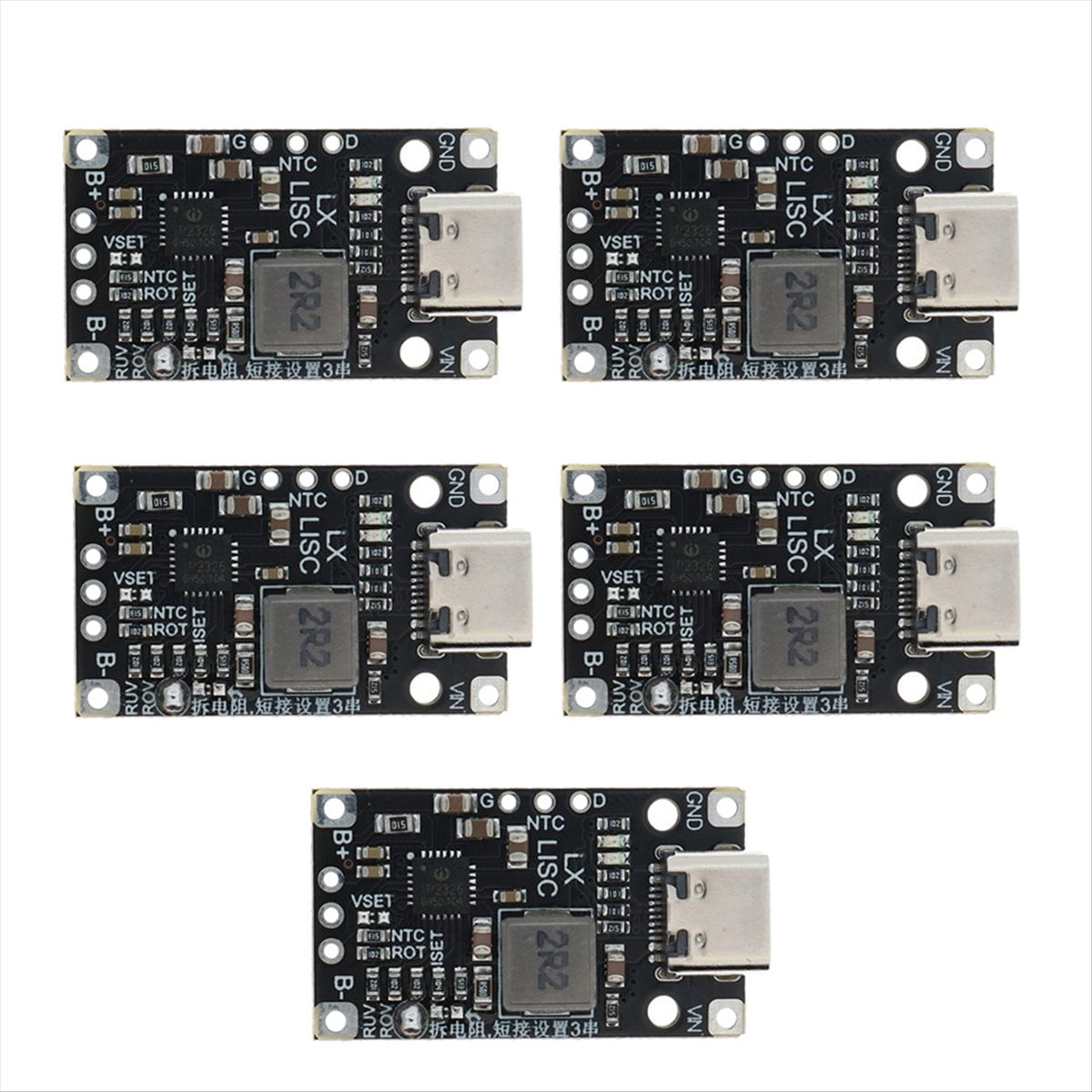 5PCS Type-C 3S Lithium Battery Charging Boost Module 8.4V 12.6V with ...