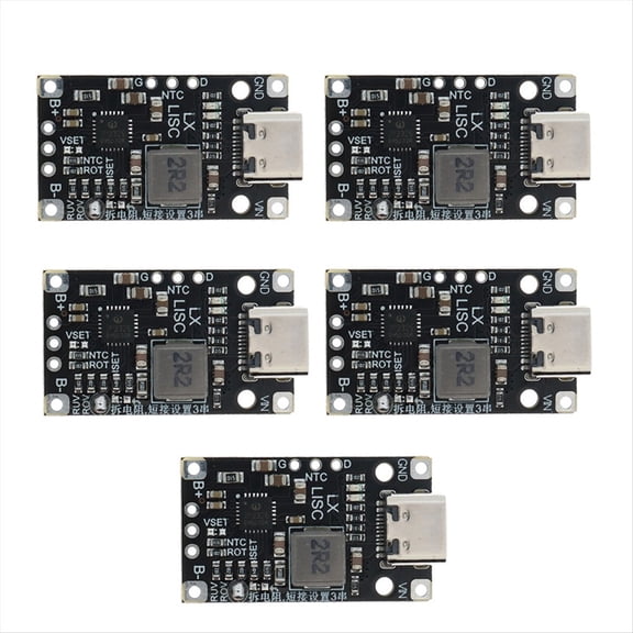 5PCS Type-C 3S Lithium Battery Charging Boost Module 8.4V 12.6V with Balanced Support Fast Charge with Indicator,5 * Module,Black