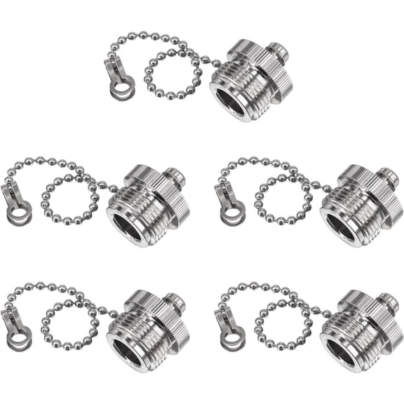 5PCS UHF/N-Type Dust Cap for UHF Male Dust Cap RF PL259 Connector Protective Cover with Chain N-Type Male Coax Cap Nickel-Plated