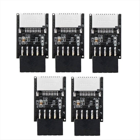 5PCS USB Front Panel Adapter Type-E Female to USB 2.0 9 PIN Female Adapter Header for Computer Mothertherboard H8WD,5 x USB Front Panel Adapter,Black