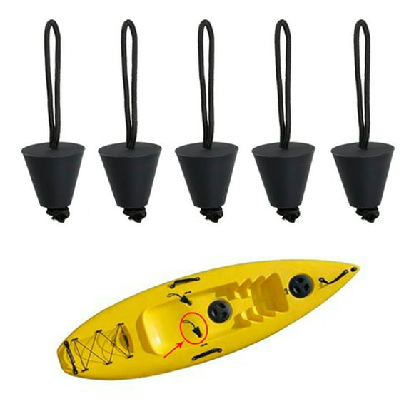 5PCS Universal Kayak Scupper Plug Kit, Black Rubber Universal Kayak Scupper Plugs, Drain Holes Stopper Bung Fit for Kayaks, Native Kayaks, Feelfree Kayaks, Perception Kayaks, Old Town Kayaks
