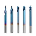 thumbnail image 1 of 5PCS V-Groove CNC Router Bits, Degree 20/30/45/60, 1/8'' Shank Nano Blue Coating End Mills, for Wood Carving Milling, VG05B, 1 of 6