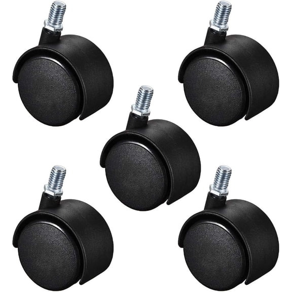 5PCS Wheels for Furniture, 1.5 Inch Nylon M8 x 15mm Threaded Stem Swivel Caster Wheels, Heavy Duty Swivel Stem Casters Wheels Replacement for Furniture, Table, Cabinet, Shelf