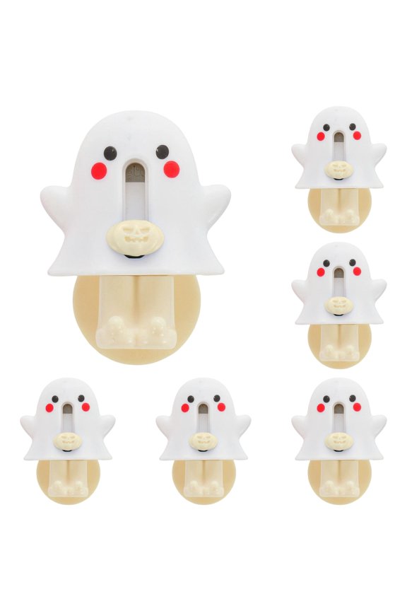 5PCS White Cute Ghost Wall Hook Utility Knife Set Adhesive Storage Hook Retractable Box Cutter Combo Package Opener Home Organizer Decorative Tool Kit