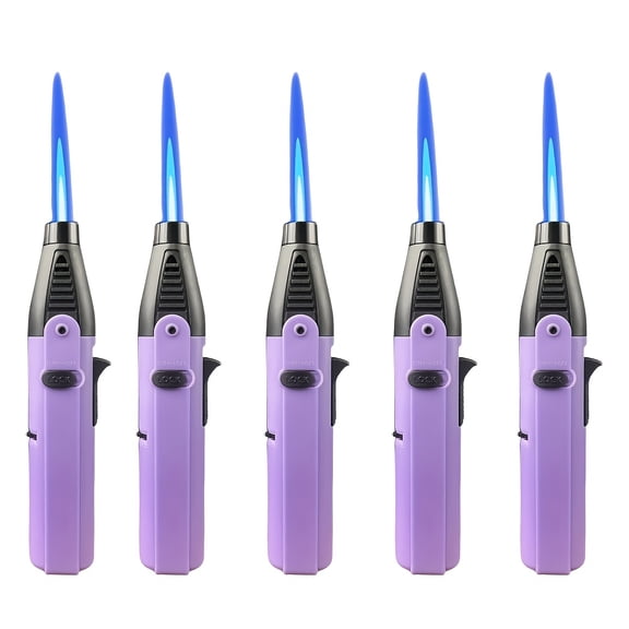 5PCS Windproof Butane Torch Lighters 1300° Jet Flame Portable Refillable Lighters with Safety Lock for Camping BBQ Candle