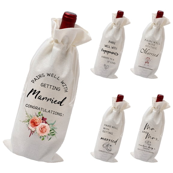 5PCS Wine Bottle Sleeve Bottle Protector Elegant Gift Wrapping Cover Shock Absorbent For Wedding Ceremony Anniversary