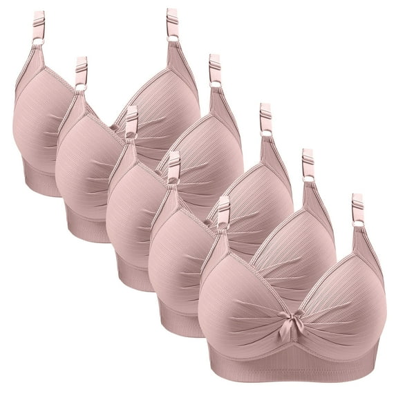 5PCS Women's Bra Soild Color Underwear Bra Everyday Underwear Women's Seamless Bras Comfort Bralettes Full-coverage Senior Front Push Up Bra