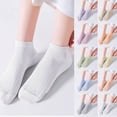 thumbnail image 1 of 5PCS Women's Cotton Full Mesh Shallow Socks, Ventilated Sweat Wicking Knit, Solid Lightweight Ankle Socks, Multi Pair Daily Socks for Running Home Casual | TruHer,Yellow Free Size, 1 of 6