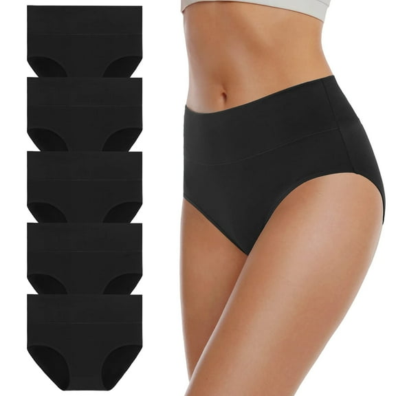 5PCS Women's Cotton Underwear High Waisted Briefs