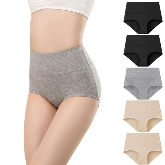 5PCS Women's Cotton Underwear High Waisted Briefs