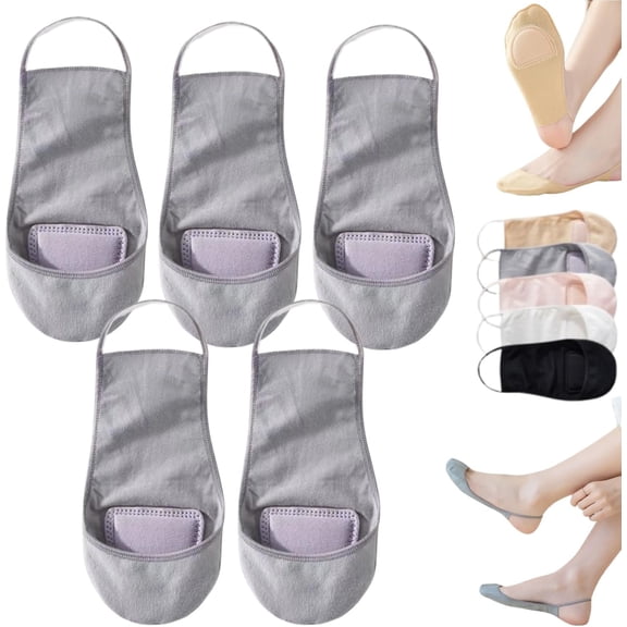 5PCS Women's Ultra Low Cut Liner Palm Socks with Half Foot Cushion, Ultra Low Cut Non Slip Thin Invisible Socks