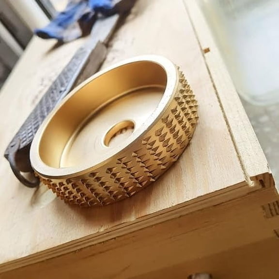 G3C19325L5PCS Wood Angle Grinding Wheel, Wood Grinding Polishing Wood Carving Disc, Angle Grinder Wheels Wood Carving Tools Carbide Grinding Wheel Disc for Wood Trimming, Root Carving (Gold)