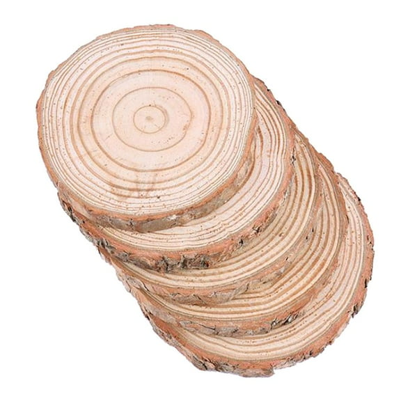 5PCS Wood Slices Unfinshed Round Wood Slabs, Large Rustic Wood Pieces for Wedding Centerpiece craft Rustic Ornaments - 9-10cm