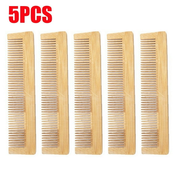 5PCS Wooden Comb Bamboo Massage Hair and Beard Comb Natural Anti-static Hair Brushes USA