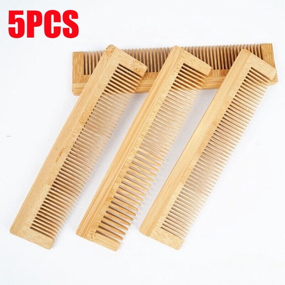 5PCS Wooden Comb Bamboo Massage Hair and Beard Comb Natural Anti-static Hair Brushes