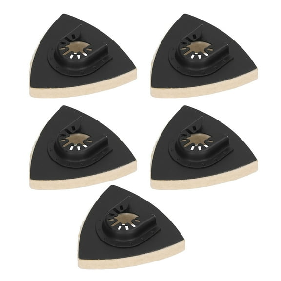 5PCS Wool Polishing Pad with Alloy Steel Base Triangular Felt Buffing Pad for Oscillating Tool