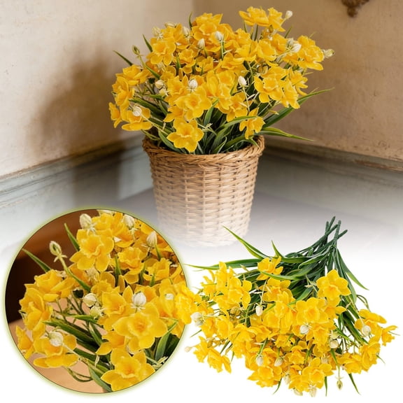 5PCS Yellow Daffodil Artificial Flowers - 14.56IN Single Stem Daffodils Bouquet, Realistic Daffodils for Living Room, Table Centerpieces & Home Decor