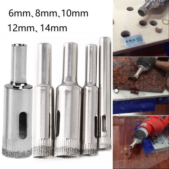 5PCS emery Drill Bit Set 6-14mm for Glass Ceramic Tile Marble Cutting