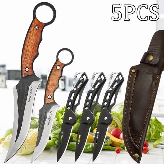 5PCS stainless steel folding knife portable Edc knife with sharp professional high quality multipurpose cutting tool suitable for kitchen household cooking camping outdoor use classic design