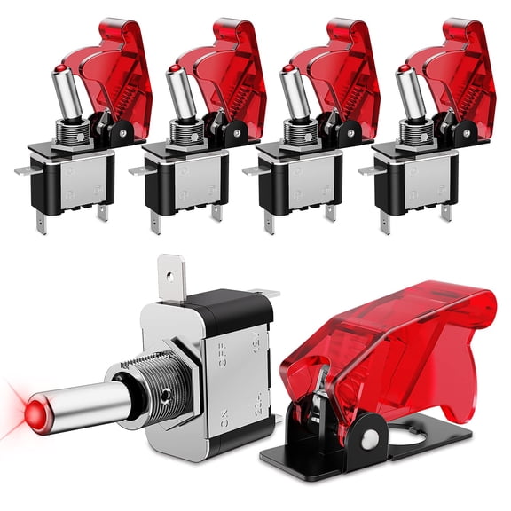 5PCS12V LED Toggle Switch Heavy Duty 20A SPST ON Off 3 Pin Rocker for Automotive Cars Trucks Boats Racking