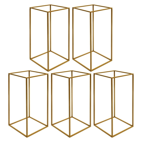 5PCs Gold Wedding Flower Stand Vase Metal Column Stand, 23.6inch Wedding Centerpiece Table for Floral Arrangement, Geometric Flower Vase Stand for Party