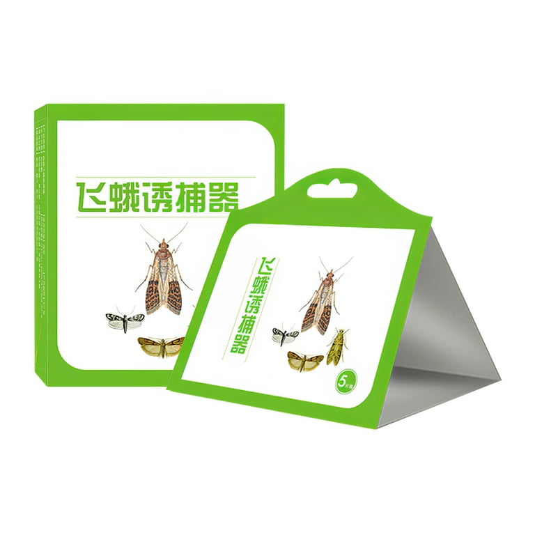 5pcs Pantry Moth Traps with Pheromones, Sticky Paperboard Moth Traps, No Insecticides for Household Pests Bugs Flies Mosquitos, Green