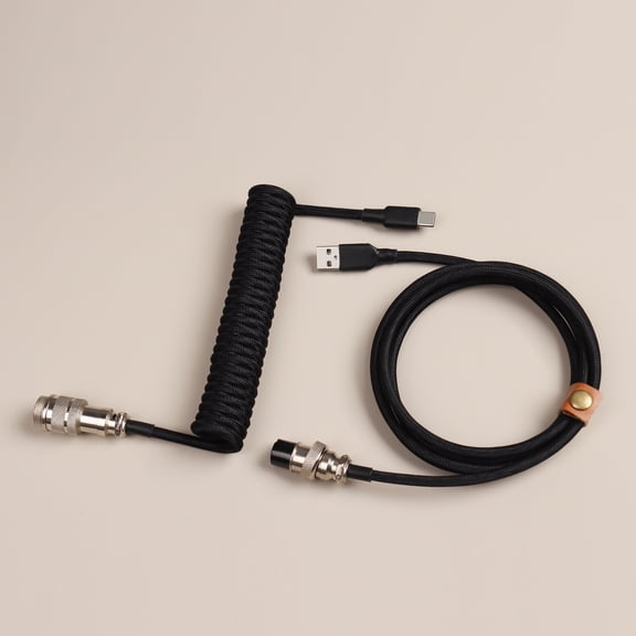 5PIN Male GX16 aviator to Type-c Coiled Cable for Keyboard and Usb to Xlr Female Mechanical Keyboard Cable