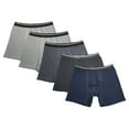 thumbnail image 1 of 5PK Assorted Mens Cotton Boxer Briefs Comfort Flexible Soft Waistband Underwear, 1 of 6