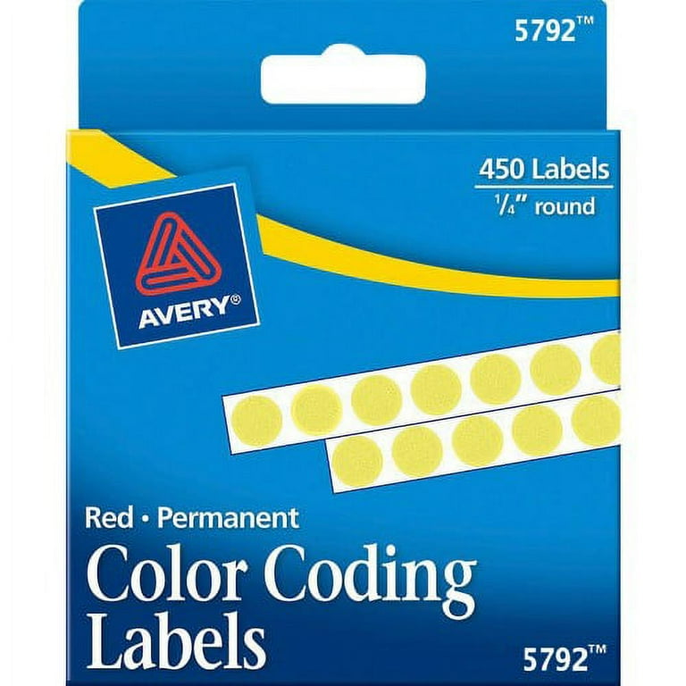 Handwrite-Only Permanent Self-Adhesive Round Color-Coding Labels in Dispensers, 0.25