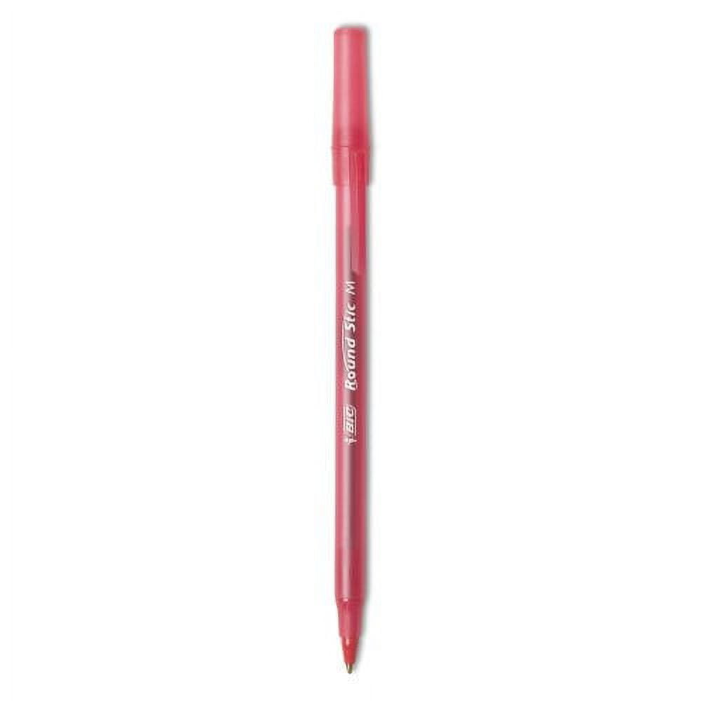 5PK BIC Round Stic Xtra Life Ballpoint Pen, Stick, Medium 1 mm, Red Ink, Translucent Red Barrel, Dozen (GSM11RD)