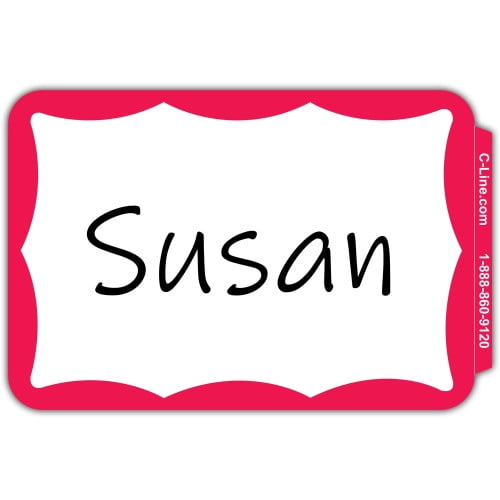C-Line Self-Adhesive Name Tags - Red Border, Peel & Stick, 3-1/2 x 2-1/4, 100/BX, 92264 | Bundle of 5 Boxes