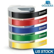 5PK Compatible Dymo Organizer Xpress 3D Embossing Label Tapes Plastic 9mm White on Black/Yellow/Red/Blue/Green