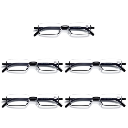 5PK Half Rim Metal Frame Small Mens Reading Glasses Blue Light Blocking Readers