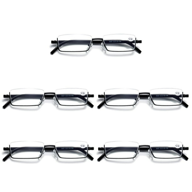 5PK Half Rim Metal Frame Small Mens Reading Glasses Blue Light Blocking Readers Walmart Business Supplies