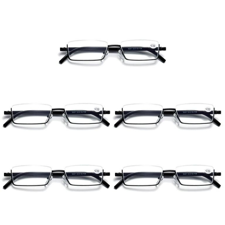 5PK Half Rim Metal Frame Small Mens Reading Glasses Blue Light