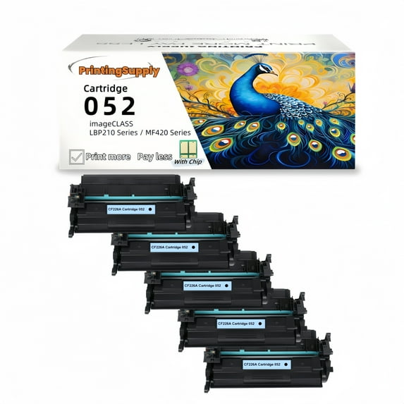 5PK High-Quality Black Toner Cartridge for Canon 052 - Fits Canon LBP-212dw 214dw 215dw 215x MF424dw