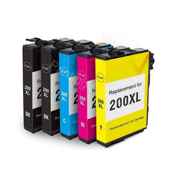 5PK High-Yield BCMY Ink Cartridge for Epson 200XL T200XL120 - T200XL420 - Fits Epson XP200 300 310 400 410