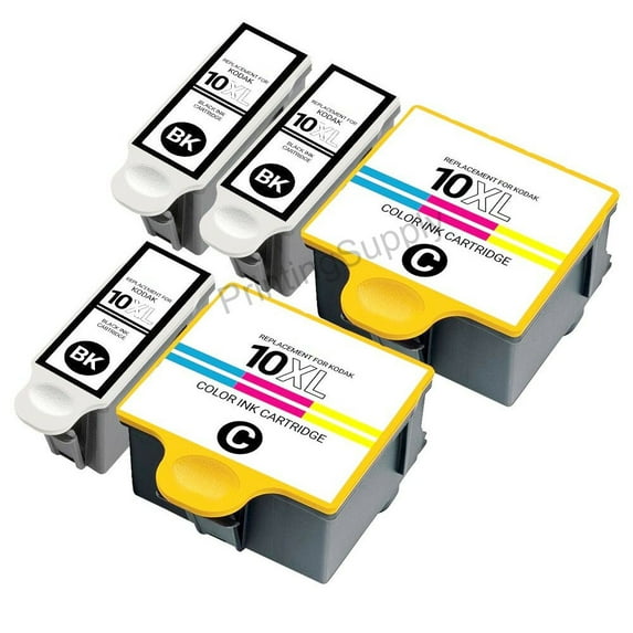 5PK High-Yield BK&Color Ink Cartridge for Kodak 10XL - Fits ESP 3/5/7/9, 3250-5500, Office 6150