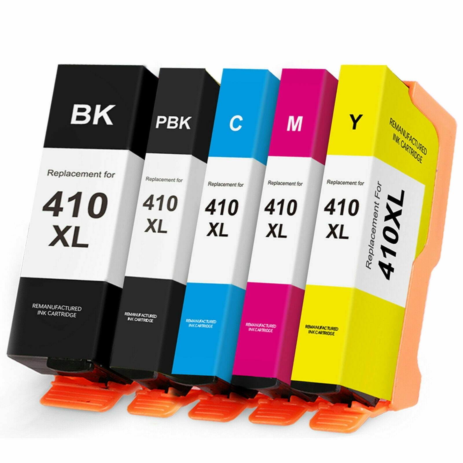 5PK High-Yield Black P-BCMY Ink Cartridge (with Chip) for Epson 410 410XL - Fits XP-530
