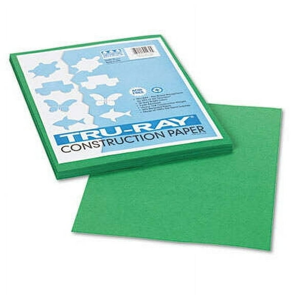 5PK Pacon Tru-Ray Construction Paper, 76 lb Text Weight, 9 x 12, Holiday Green, 50/Pack (102960)