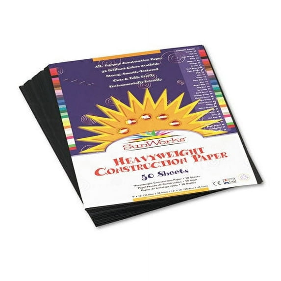 5Pc Sunworks Construction Paper, 58Lb, 9 X 12, Black, 50-Pack
